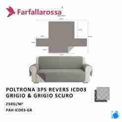 Farfallarossa Copridivano 3ps Revers Icd03 Grigio-Grigio Scuro