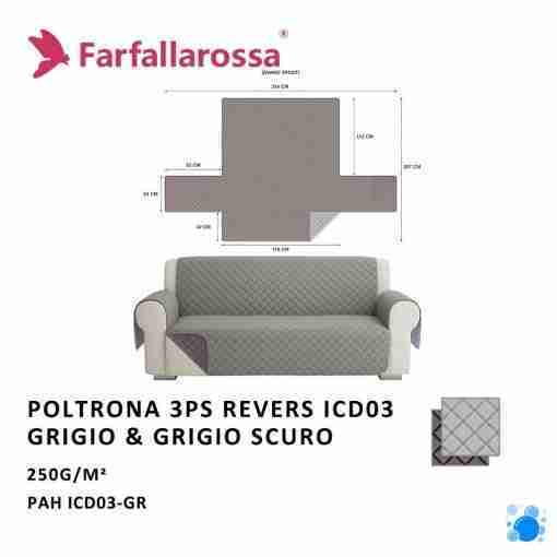 Farfallarossa Copridivano 3ps Revers Icd03 Grigio-Grigio Scuro