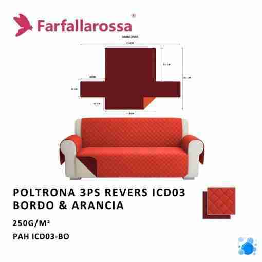 Farfallarossa Copridivano 3ps Revers Icd03 Bordo-Arancio