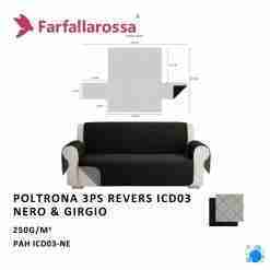 Farfallarossa Copridivano 3ps Revers Icd03 Nero-Grigio