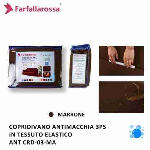 Farfallarossa Copridivano 3ps Marrone Antimacchia