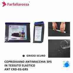 Farfallarossa Copridivano 3ps Grigio Scuro Antimacchia