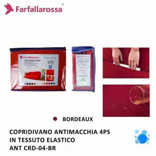 Farfallarossa Copridivano 4ps Bordeaux Antimacchia