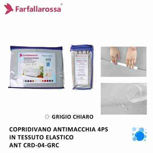 Farfallarossa Copridivano 4ps Grigio Chiaro Antimacchia