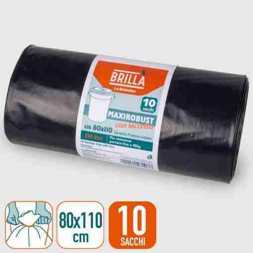 Sacchi Maxirobust 80x110 Cm 10 Pz Neri 130l