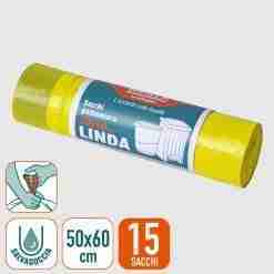 Sacchi Immondizia Linda 50x60 Cm Gialli 15 Pz