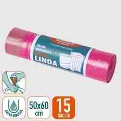 Sacchi Immondizia Linda 50x60 Cm Rosa 15 Pz