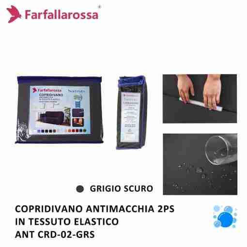 Copridivano 2ps Grigio Scuro Antimacchia