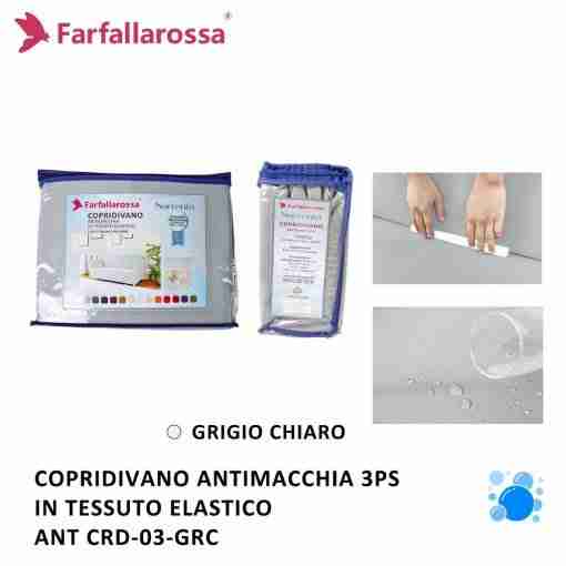 Copridivano 3ps Grigio Chiaro Antimacchia