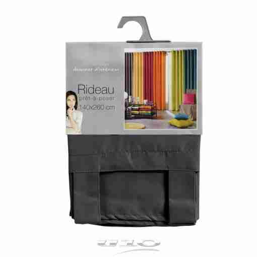 Douceur d'interieur Tenda Con Passanti 140 X 260 Cm Poliestere Unito Essentiel Nero