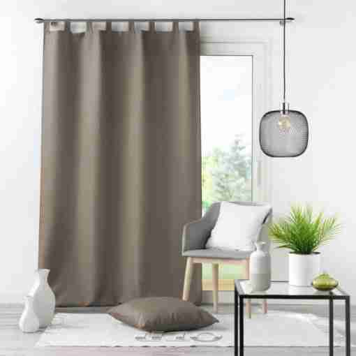 Douceur d'interieur Tenda Con Passanti 140 X 260 Cm Poliestere Unito Essentiel Talpa - immagine 2