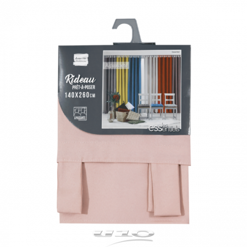 Douceur d'interieur Tenda Con Passanti 140 X 260 Cm Poliestere Unito Essentiel Polvere Rosa