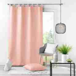 Alternative view of Douceur d'interieur Tenda Con Passanti 140 X 260 Cm Poliestere Unito Essentiel Polvere Rosa