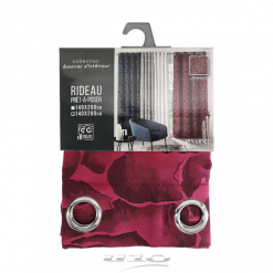 Douceur d'interieur Tenda Con Occhielli 140 X 280 Cm Jacquard Rosalina Rosso Bordeaux