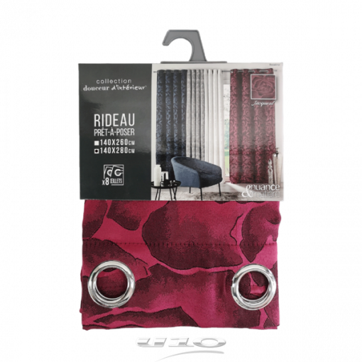 Douceur d'interieur Tenda Con Occhielli 140 X 280 Cm Jacquard Rosalina Rosso Bordeaux