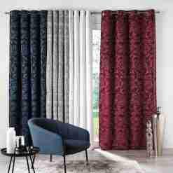 Alternative view of Douceur d'interieur Tenda Con Occhielli 140 X 280 Cm Jacquard Rosalina Rosso Bordeaux