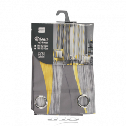 Douceur d'interieur Tenda Con Occhielli 140 X 280 Cm Poliestere Stampato Ondulys Giallo/Antracite