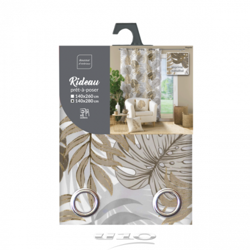 Douceur d'interieur Tenda Con Occhielli 140 X 280 Cm Poliestere Stampato Metalizato Mogador