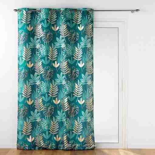 Douceur d'interieur Tenda Con Occhielli 140 X 280 Cm Poliestere Stampato Metalizato Ornella Smeraldo - immagine 2