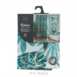 Douceur d'interieur Tenda Con Occhielli 140x280 Poliestere Stamp. Metalizato Ornella Bianco/Smeraldo