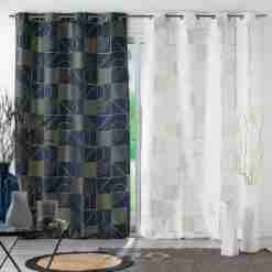 Alternative view of Douceur d'interieur Tenda Con Occhielli 140x280 Cm Poliestere Stampato Metalizato Lineor Bianco/Oro