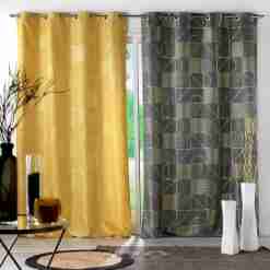 Alternative view of Douceur d'interieur Tenda Con Occhielli 140x280 Poliestere Stampato Metalizato Lineor Antracite/Oro