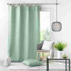 Alternative view of Douceur d'interieur Tenda Con Passanti 140 X 260 Cm Poliestere Unito Essentiel Verde Salvia