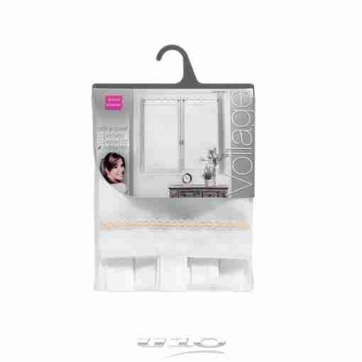 Douceur d'interieur Tendaggio Dritta Con Passanti 2 X 60 X 160 Cm Velo Sabbia+Pizzo Camilla Bianco
