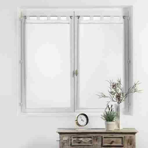 Douceur d'interieur Tendaggio Dritta Con Passanti 2 X 60 X 160 Cm Velo Sabbia+Pizzo Camilla Bianco - immagine 2