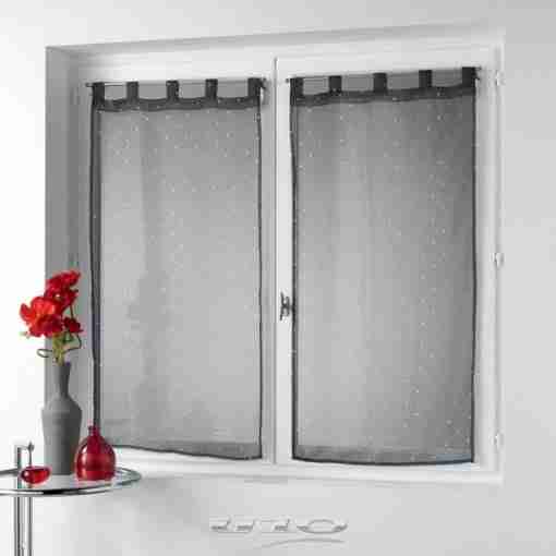 Douceur d'interieur Tendaggio Dritta Con Passanti 2x60x90 Velo Stampato Metalizato Orion Antracite