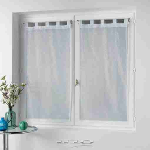Douceur d'interieur Tendaggio Dritta Con Passanti 2x60x90 Cm Velo Stampato Metalizato Orion Bianco