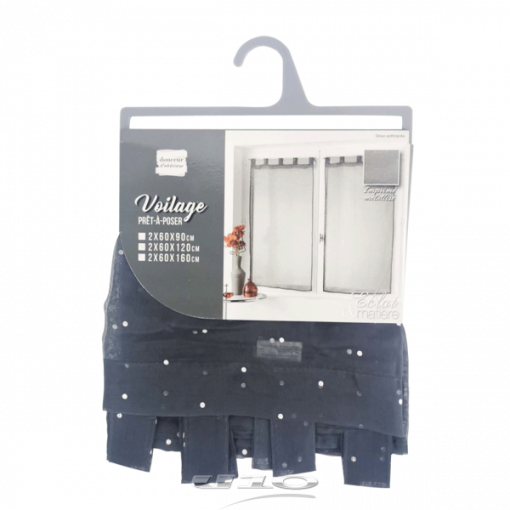 Douceur d'interieur Tendaggio Dritta Con Passanti 2x60x120 Velo Stampato Metalizato Orion Antracite - immagine 2