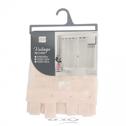 Douceur d'interieur Tendaggio Dritta Con Passanti 2x60x120 Cm Velo Stampato Metalizato Orion Rosa - immagine 2