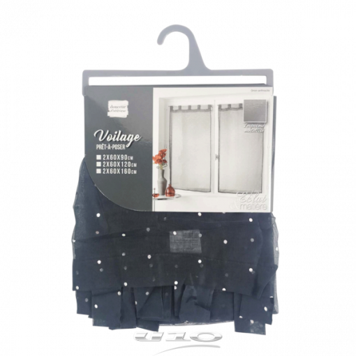 Douceur d'interieur Tendaggio Dritta Con Passanti 2x60x160 Velo Stampato Metalizato Orion Antracite - immagine 2