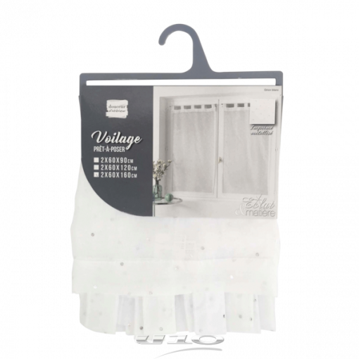 Douceur d'interieur Tendaggio Dritta Con Passanti 2x60x160 Cm Velo Stampato Metalizato Orion Bianco - immagine 2