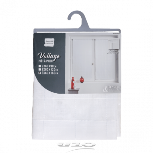 Douceur d'interieur Tendaggio Dritta Passa Bachet 2x60x160 Cm Velo Sabbia Fantasia Eulalie Bianco - immagine 2