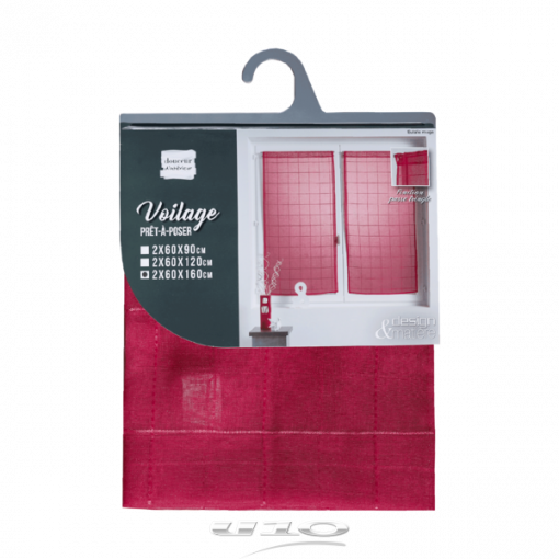 Douceur d'interieur Tendaggio Dritta Passa Bachet 2 X 60 X 160 Cm Velo Sabbia Fantasia Eulalie Rosso - immagine 2