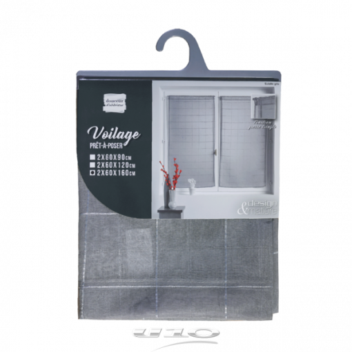 Douceur d'interieur Tendaggio Dritta Passa Bachet 2x60x160 Cm Velo Sabbia Fantasia Eulalie Grigio - immagine 2