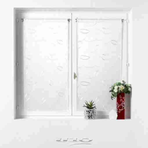 Douceur d'interieur Tendaggio Dritta Passa Bachet 2 X 60 X 160 Cm Velo Sabbia Ricamato Hoops Bianco