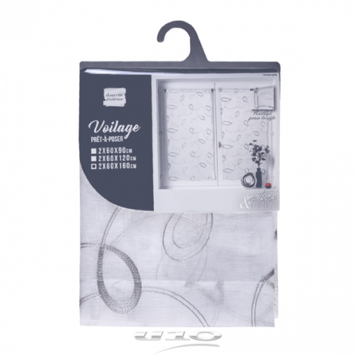 Douceur d'interieur Tendaggio Dritta Passa Bachet 2 X 60 X 160 Cm Velo Sabbia Ricamato Hoops Grigio - immagine 2
