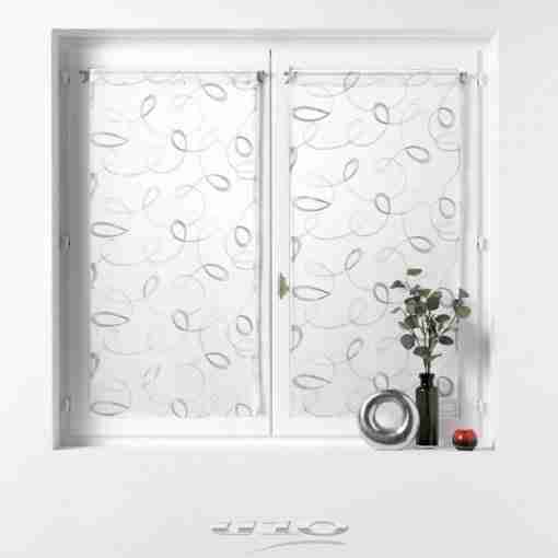 Douceur d'interieur Tendaggio Dritta Passa Bachet 2 X 60 X 160 Cm Velo Sabbia Ricamato Hoops Grigio