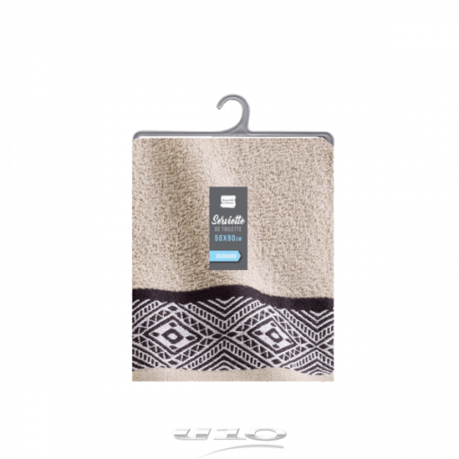 Douceur d'interieur Asciugamano 50 X 90 Cm Spugna Unita Jacquard Esteban Beige