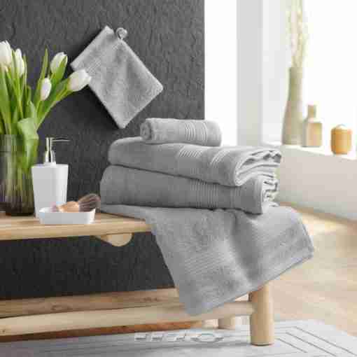 Douceur d'interieur Asciugamano Per Ospiti 30 X 50 Cm Spugna Unita Tendresse Grigio Perla - immagine 2