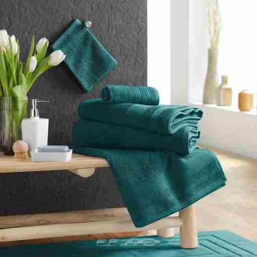 Douceur d'interieur Asciugamano Per Ospiti 30 X 50 Cm Spugna Unita Tendresse Smeraldo - immagine 2