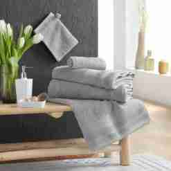 Alternative view of Douceur d'interieur Asciugamano 50 X 90 Cm Spugna Unita Tendresse Grigio Perla