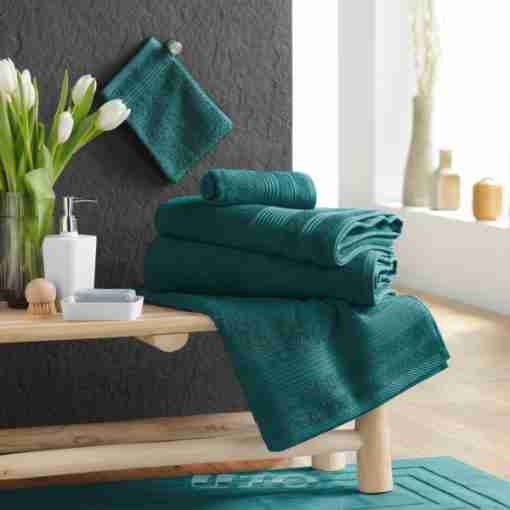 Douceur d'interieur Asciugamano 50 X 90 Cm Spugna Unita Tendresse Smeraldo - immagine 2