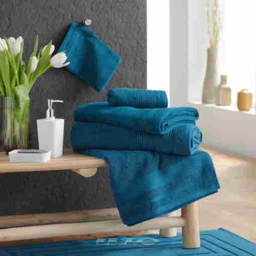 Douceur d'interieur Asciugamano 50 X 90 Cm Spugna Unita Tendresse Zaffiro - immagine 2