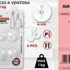 Ganci A Ventosa Plastica 4pc-Max 1.0 Kg