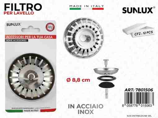 Filtro Per Lavello Acciaio Inox D.8.8cm