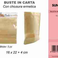 Busta In Carta C/ Chiusura Ermetica 16*22 5pc